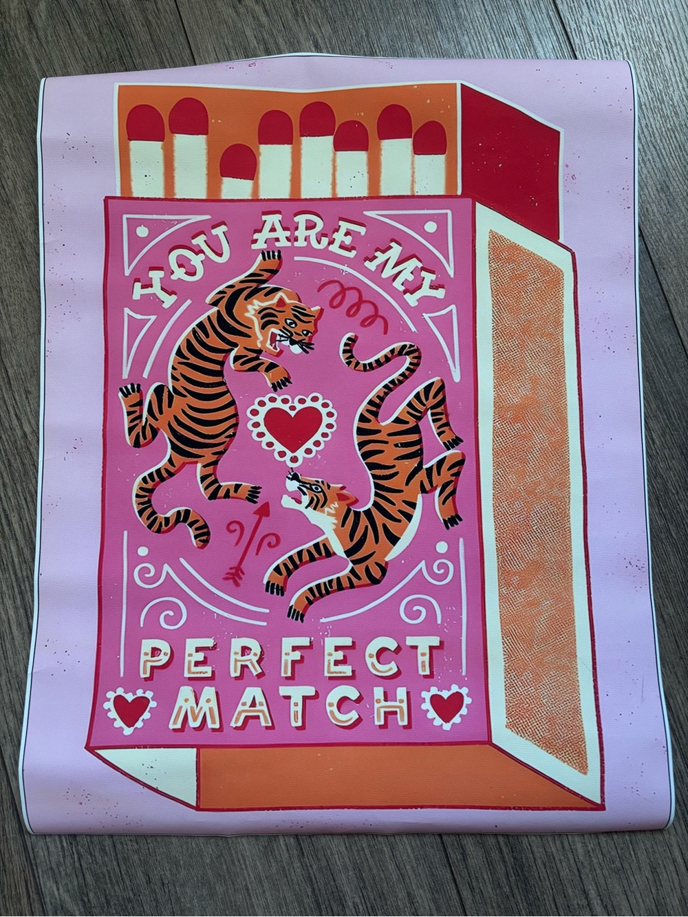Pink 'Perfect Match' Tiger Matchbox Art Poster
